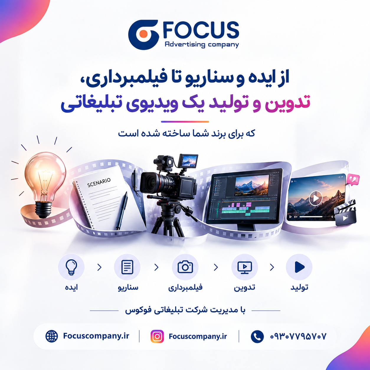 از ایده و سناریو تا فیلمبرداری، تدوین و تولید یک ویدیوی تبلیغاتی که برای برند شما ساخته شده است